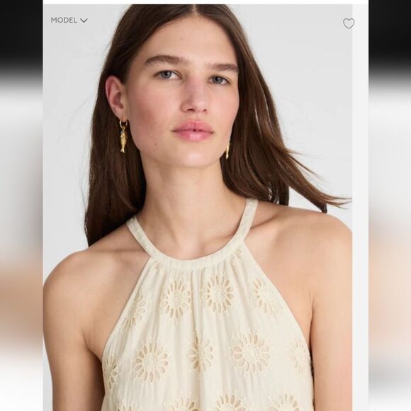 NEW Madewell Aubriella Midi Dress Embroidered Drop-Waist Floral Eyelet Cream - Picture 12 of 15